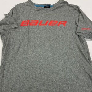 Bauer Gray Tee with Vibrant Red Accents